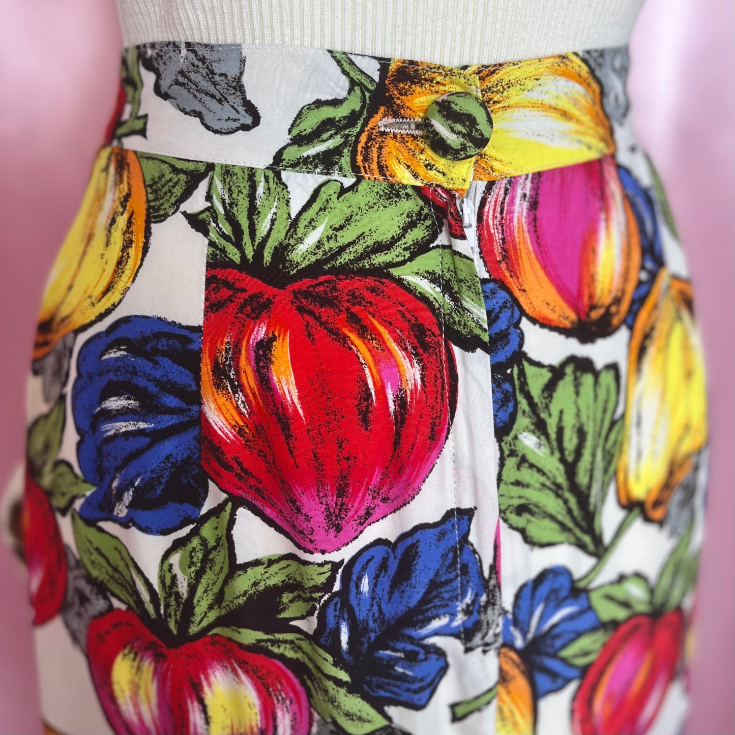 1980s Fruit print skirt, by Miss Selfridge, size 8