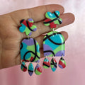 Handmade abstract 80s style clay earrings