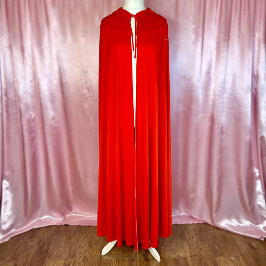 1970s Red hooded cape, by John Charles, freesize