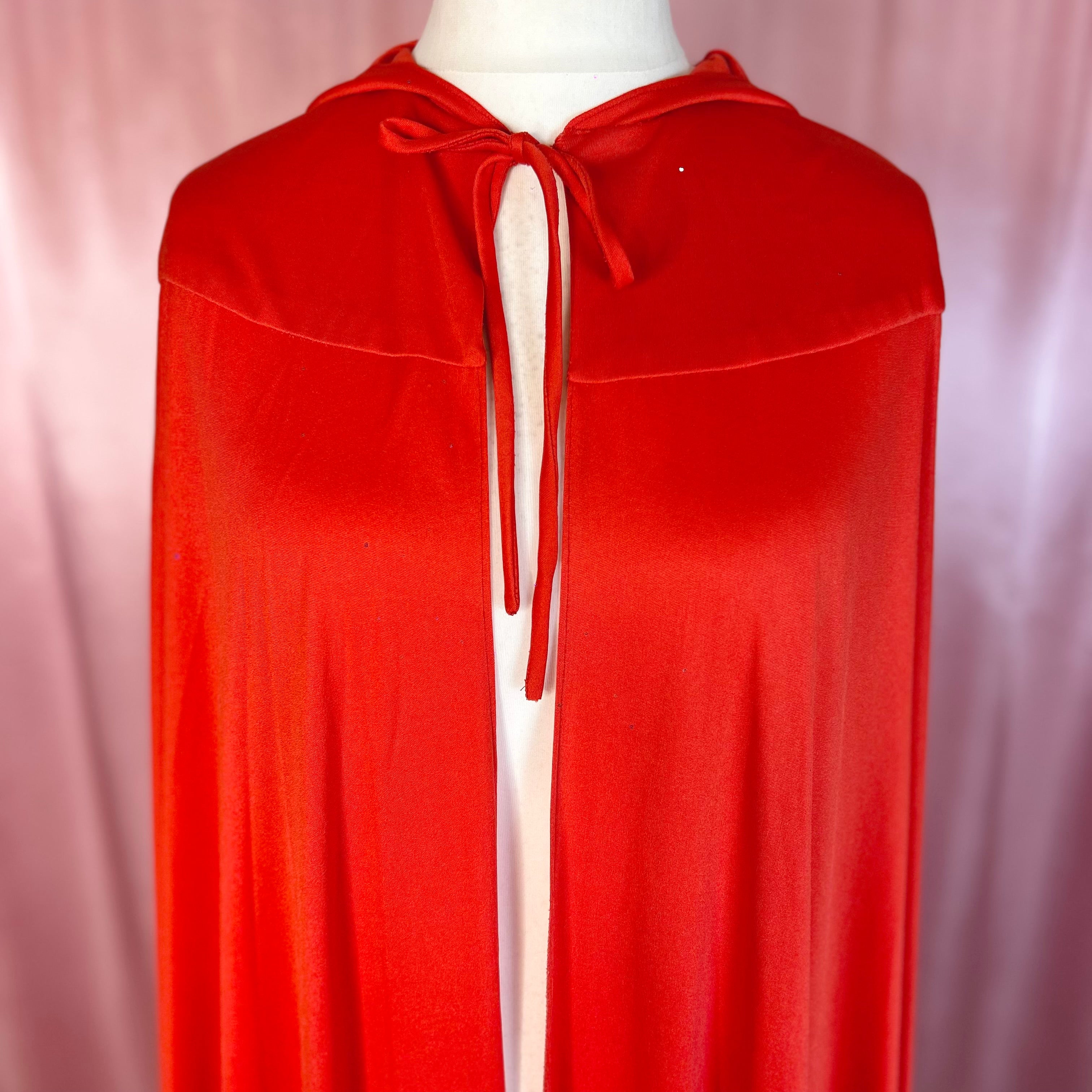 1970s Red hooded cape, by John Charles, freesize