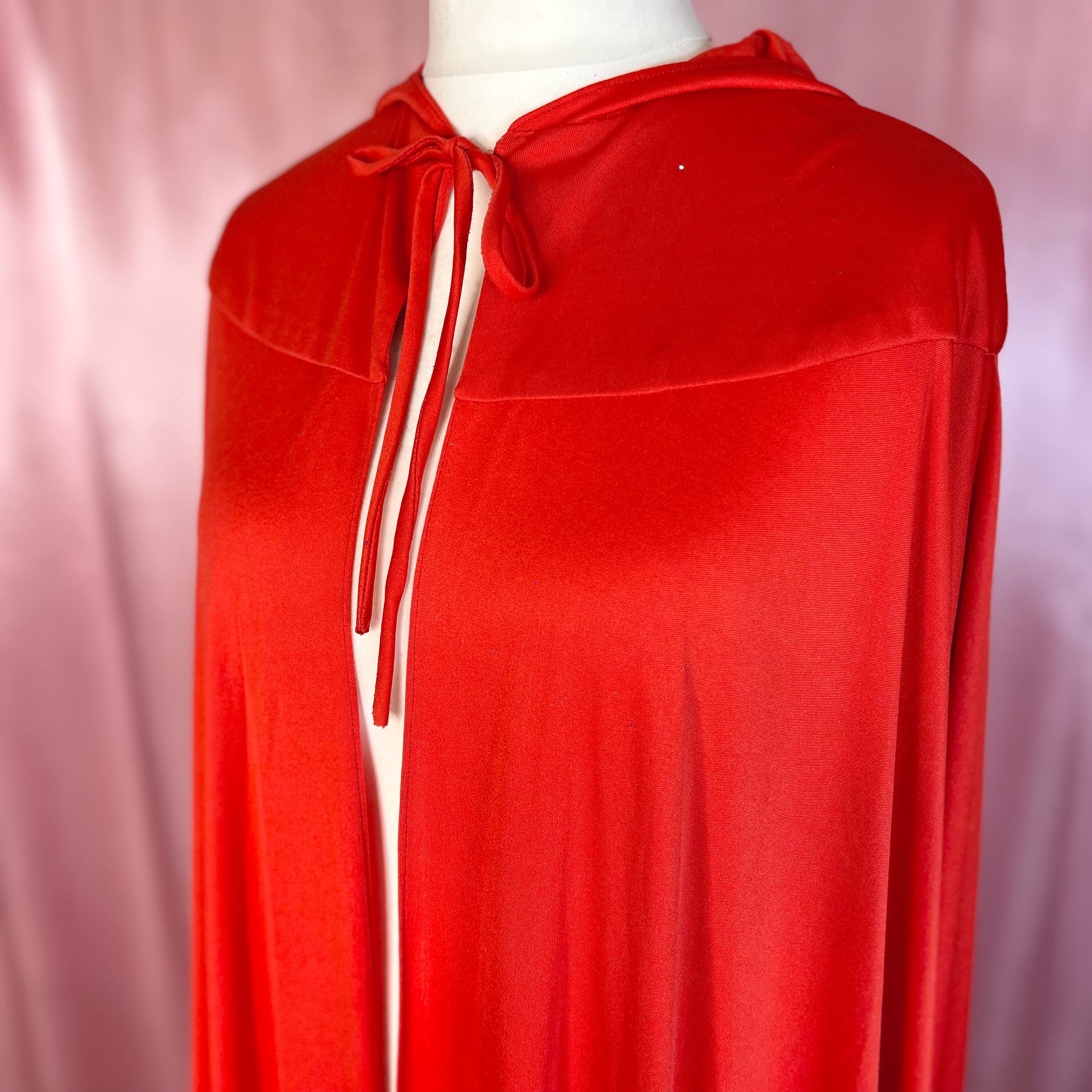 1970s Red hooded cape, by John Charles, freesize