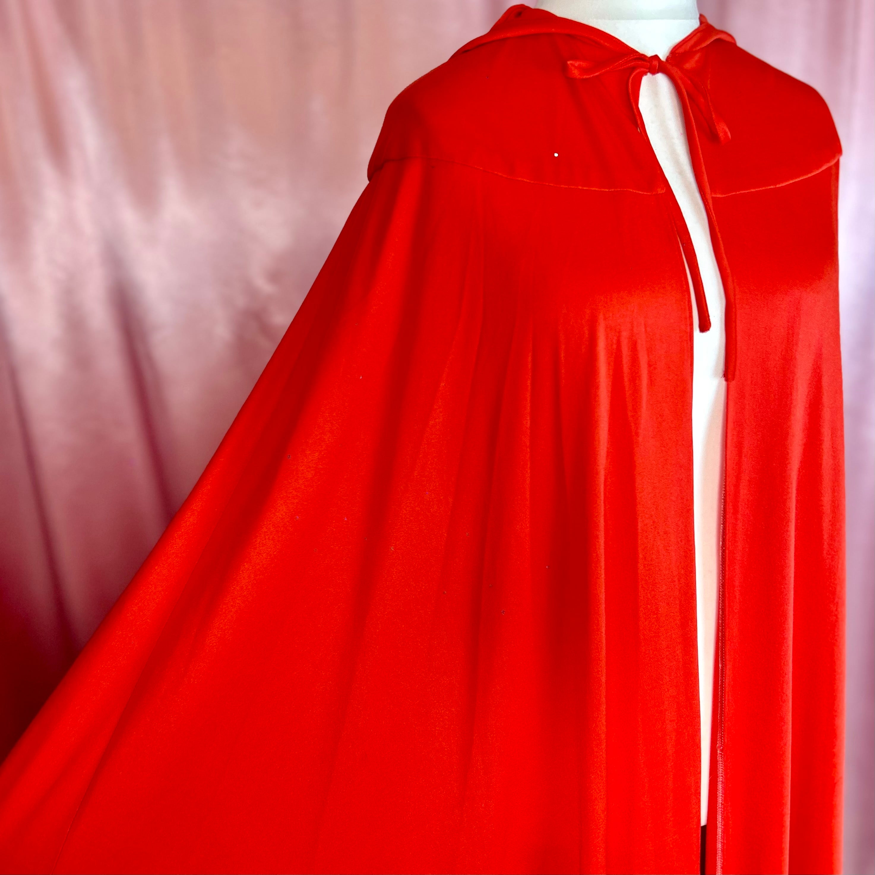 1970s Red hooded cape, by John Charles, freesize