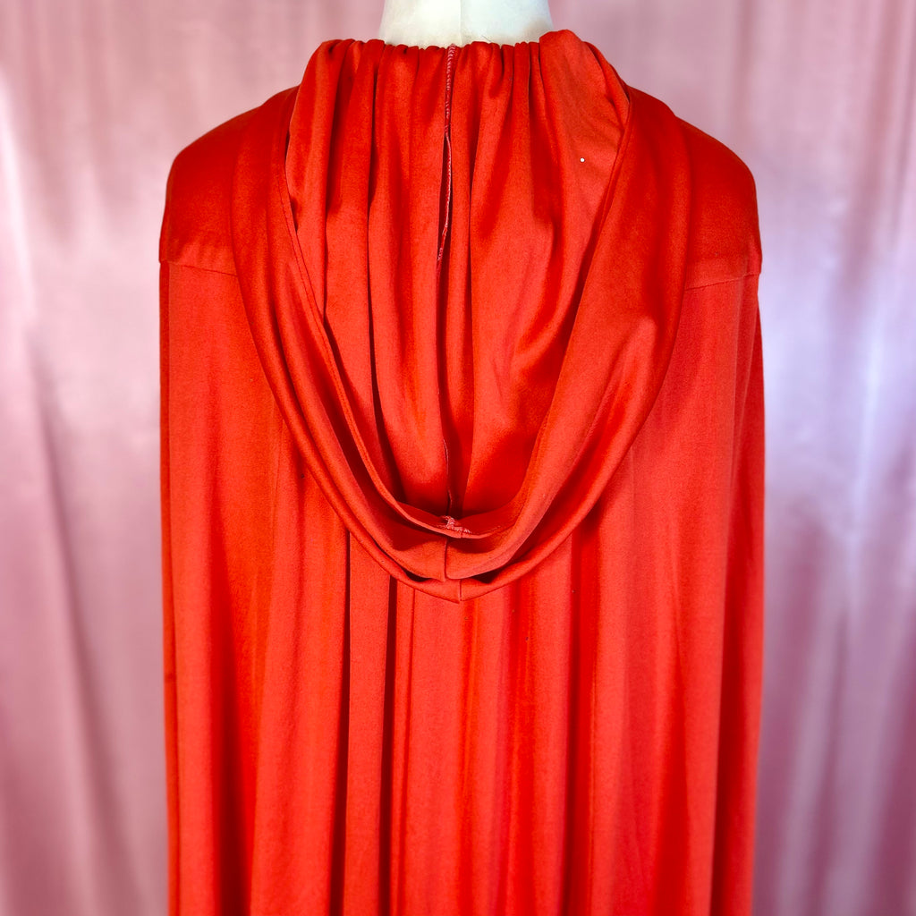 1970s Red hooded cape, by John Charles, freesize