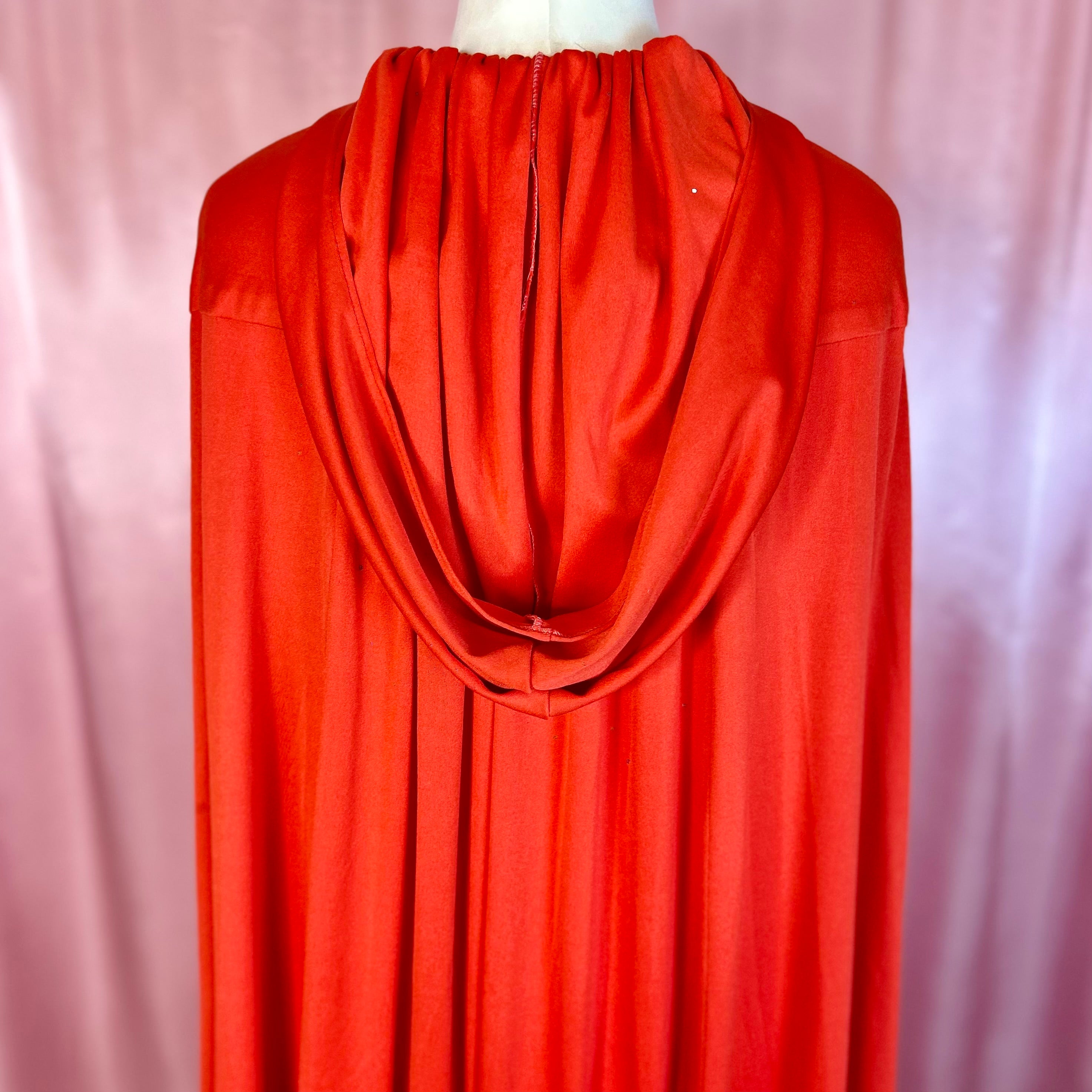 1970s Red hooded cape, by John Charles, freesize