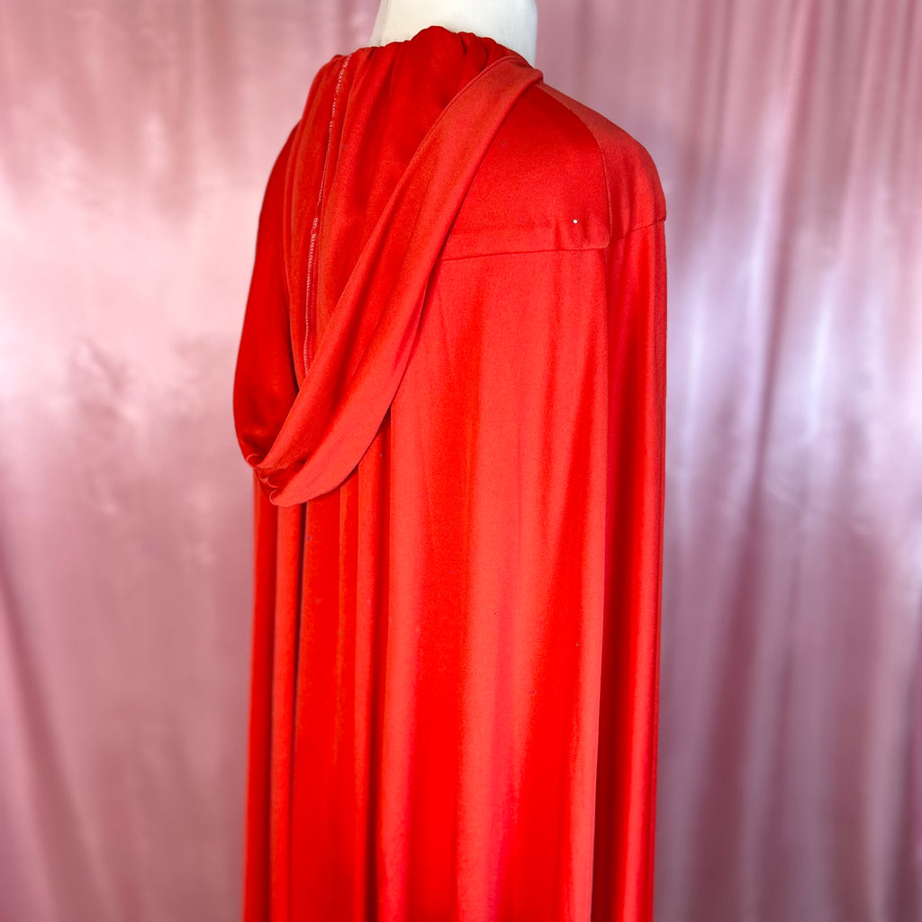 1970s Red hooded cape, by John Charles, freesize