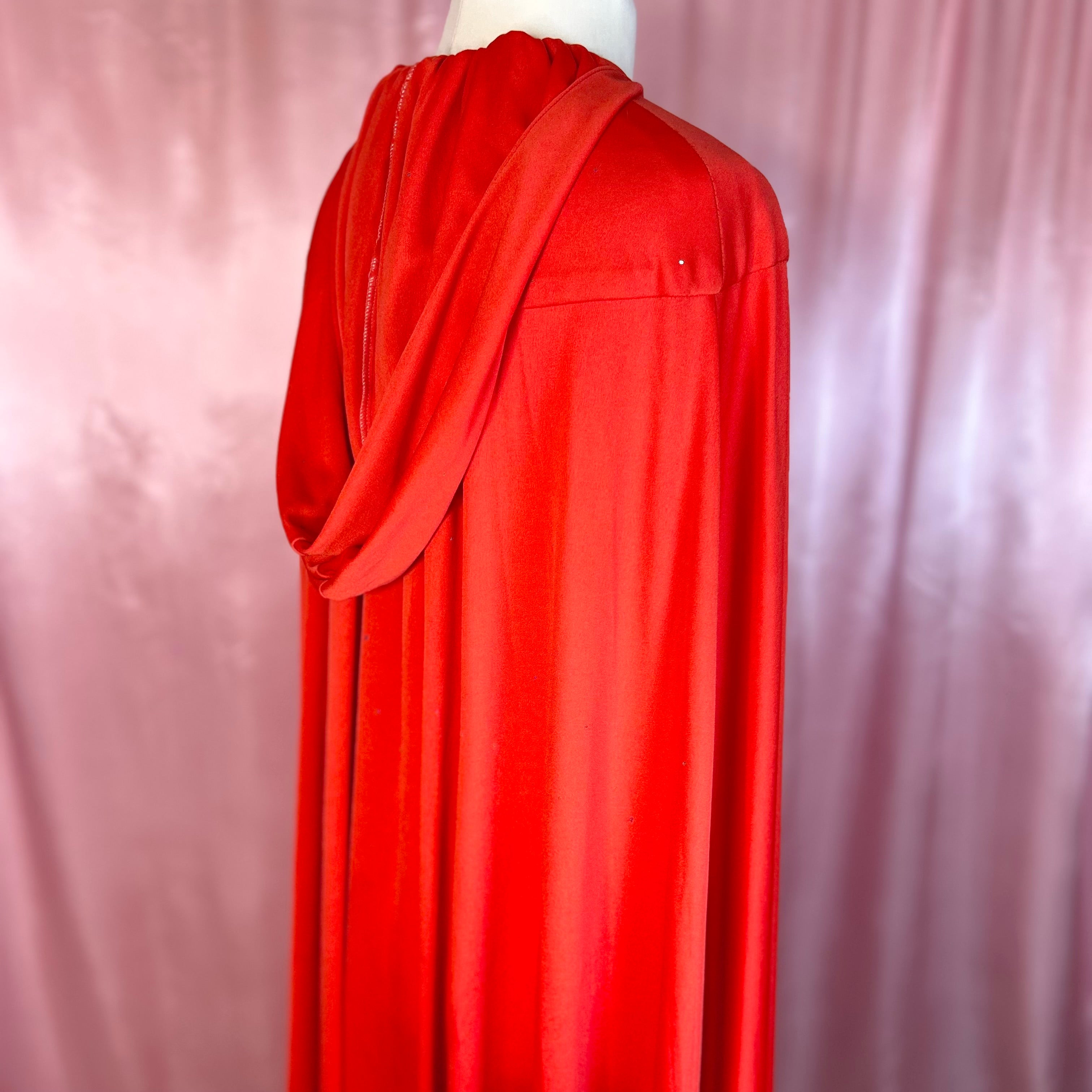 1970s Red hooded cape, by John Charles, freesize