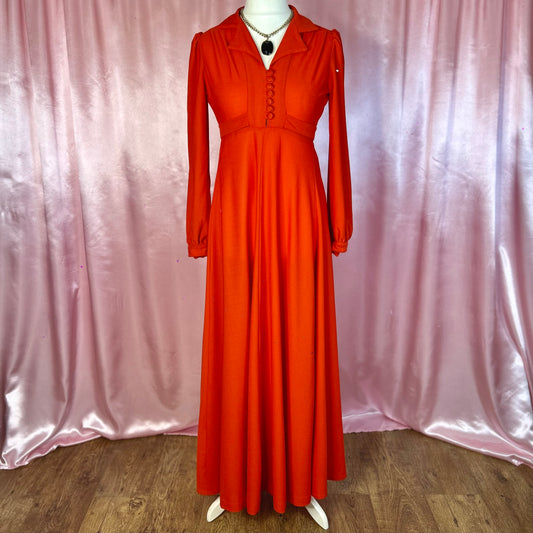 1970s Red Maxi Dress, Unbranded, Size 12