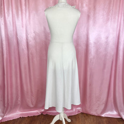 1970s white cheesecloth dress, unbranded, size 8