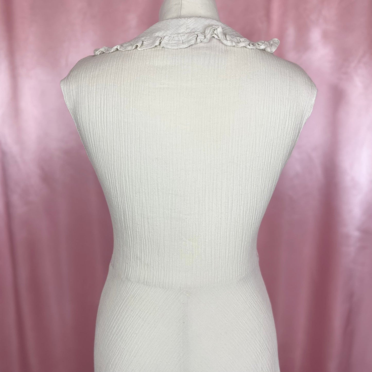 1970s white cheesecloth dress, unbranded, size 8