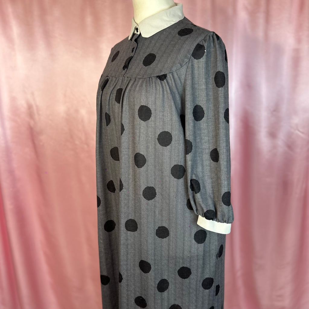 1980s Polka dot midi dress, unbranded, Size 22