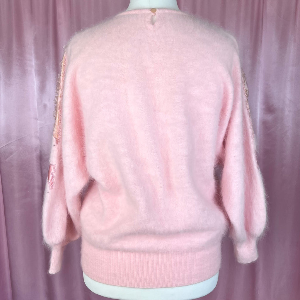 1980s Pink embellished jumper, by Oda, size 14