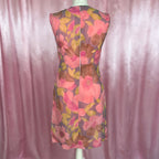 1960s Pink floral mini dress, handmade, size 8