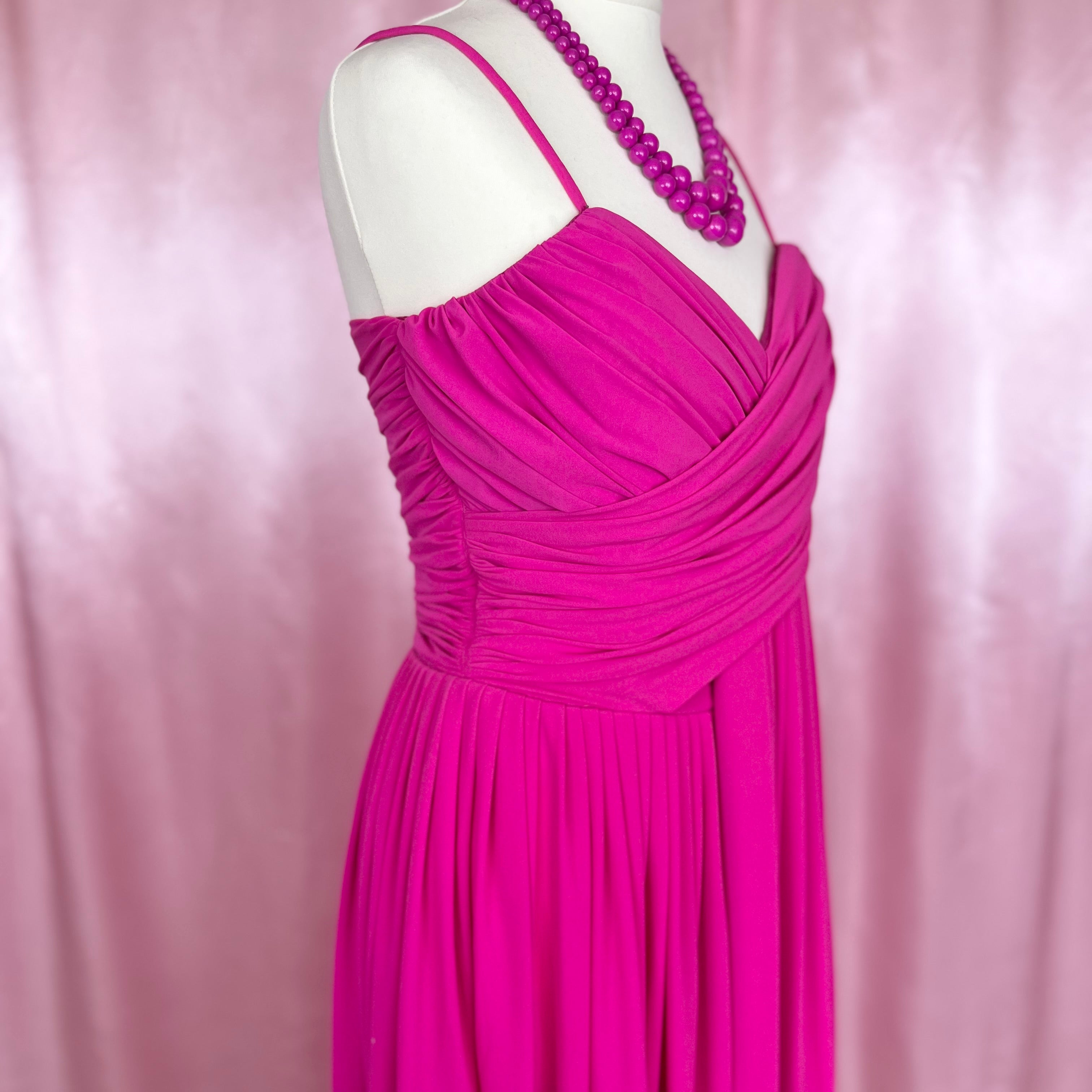 1980s Hot pink draped dress, by Gottex, size 8