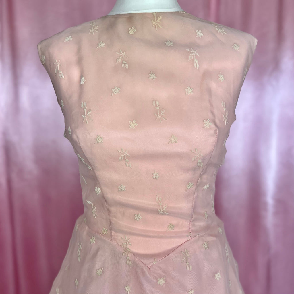 1950s pale Pink prom dress, handmade, size 8/10