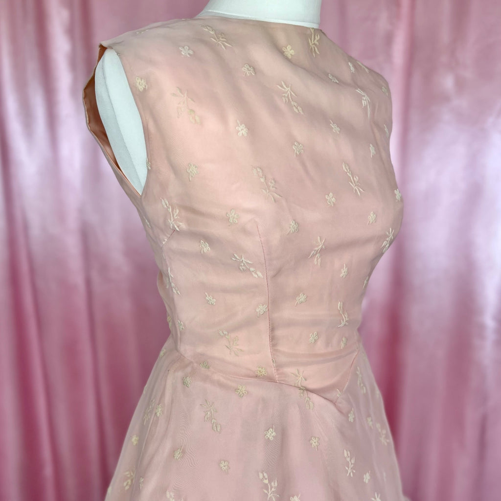 1950s pale Pink prom dress, handmade, size 8/10