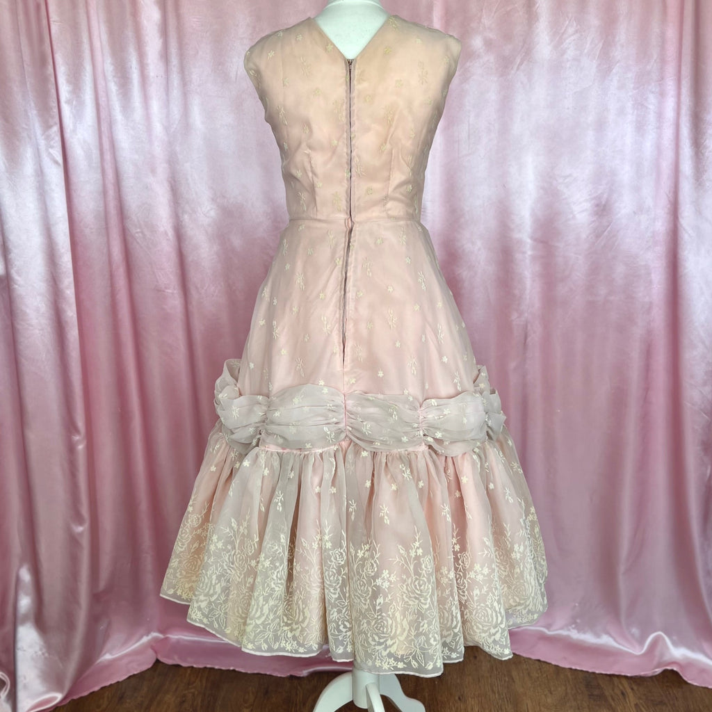 1950s pale Pink prom dress, handmade, size 8/10