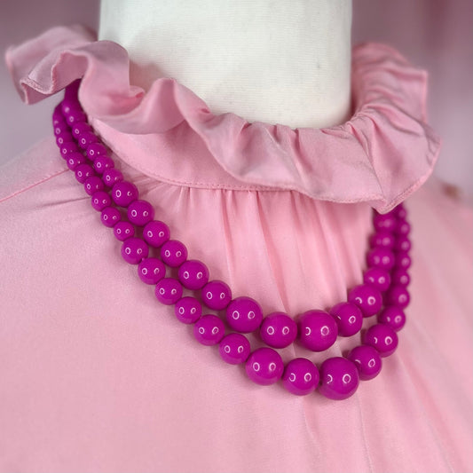 1980s Magenta double chain necklace