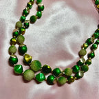 1980s Green & Gold beaded necklace
