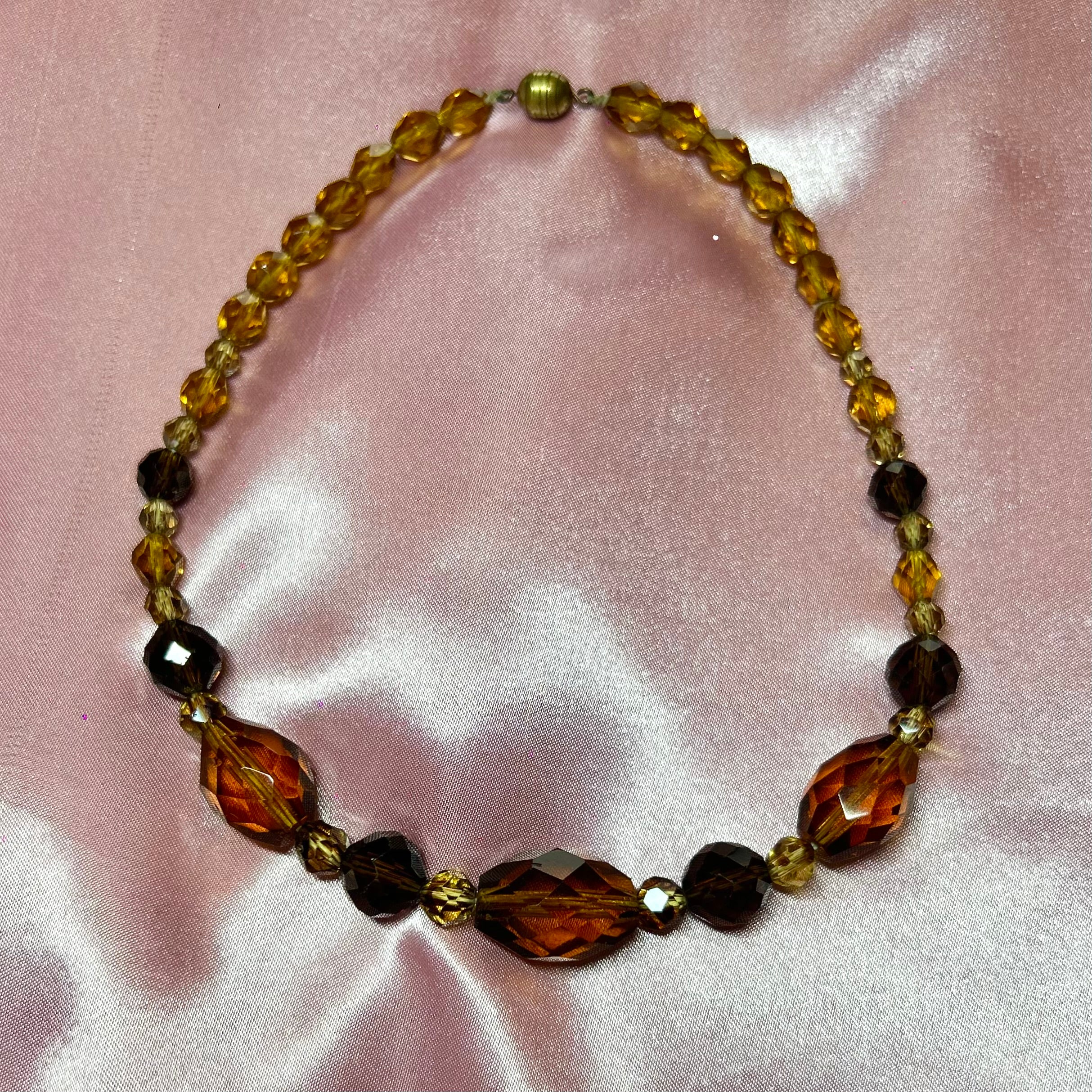 1950s Amber glass choker