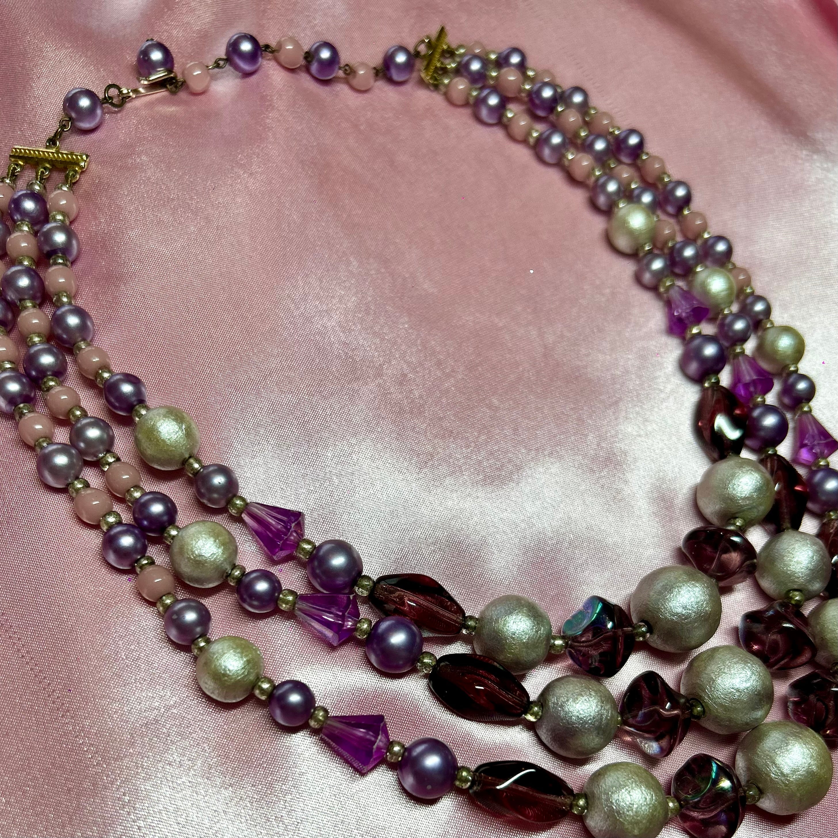 1950s Purple 3 strand necklace