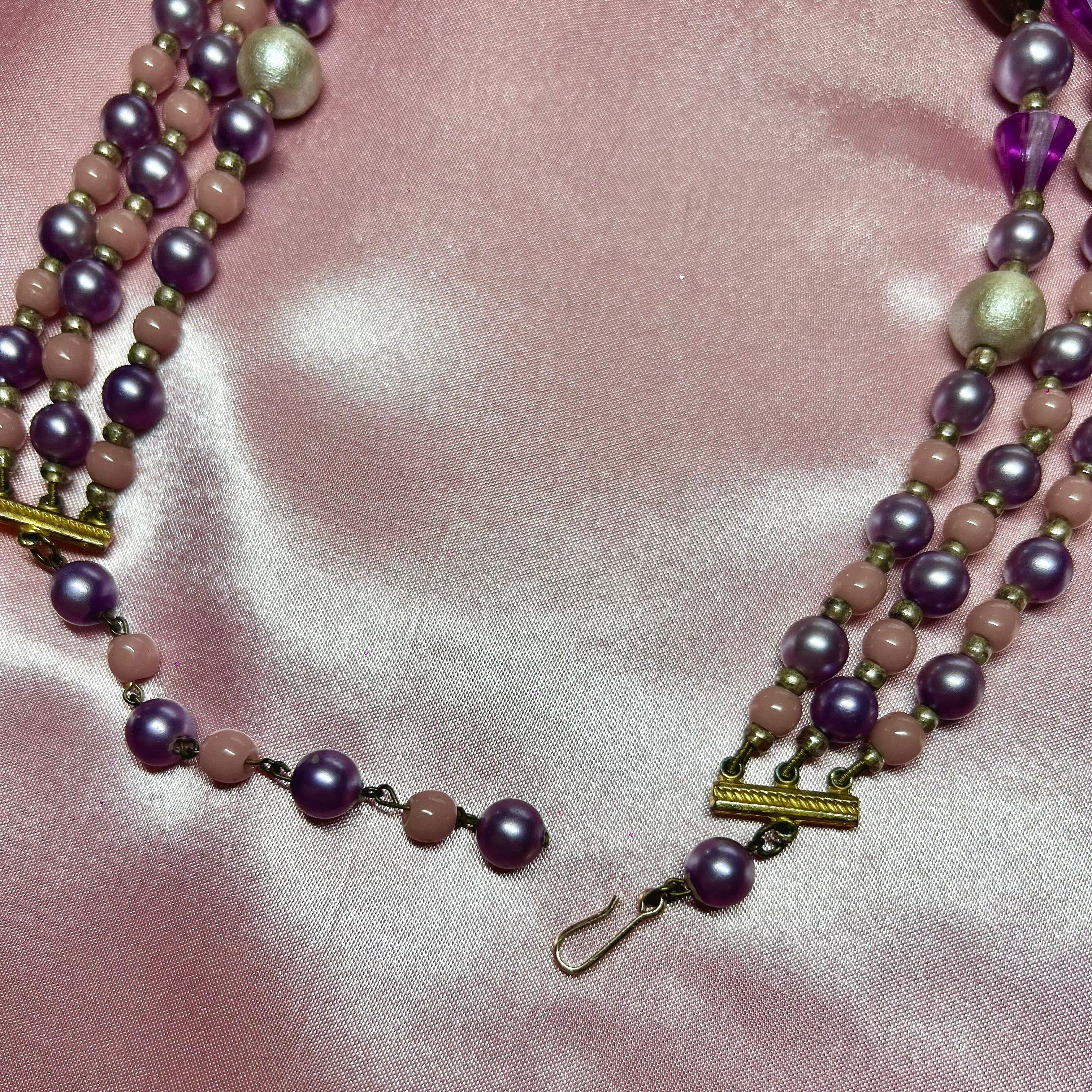 1950s Purple 3 strand necklace