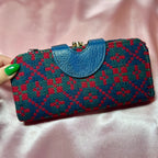 1980s Blue & Red Welsh wool purse