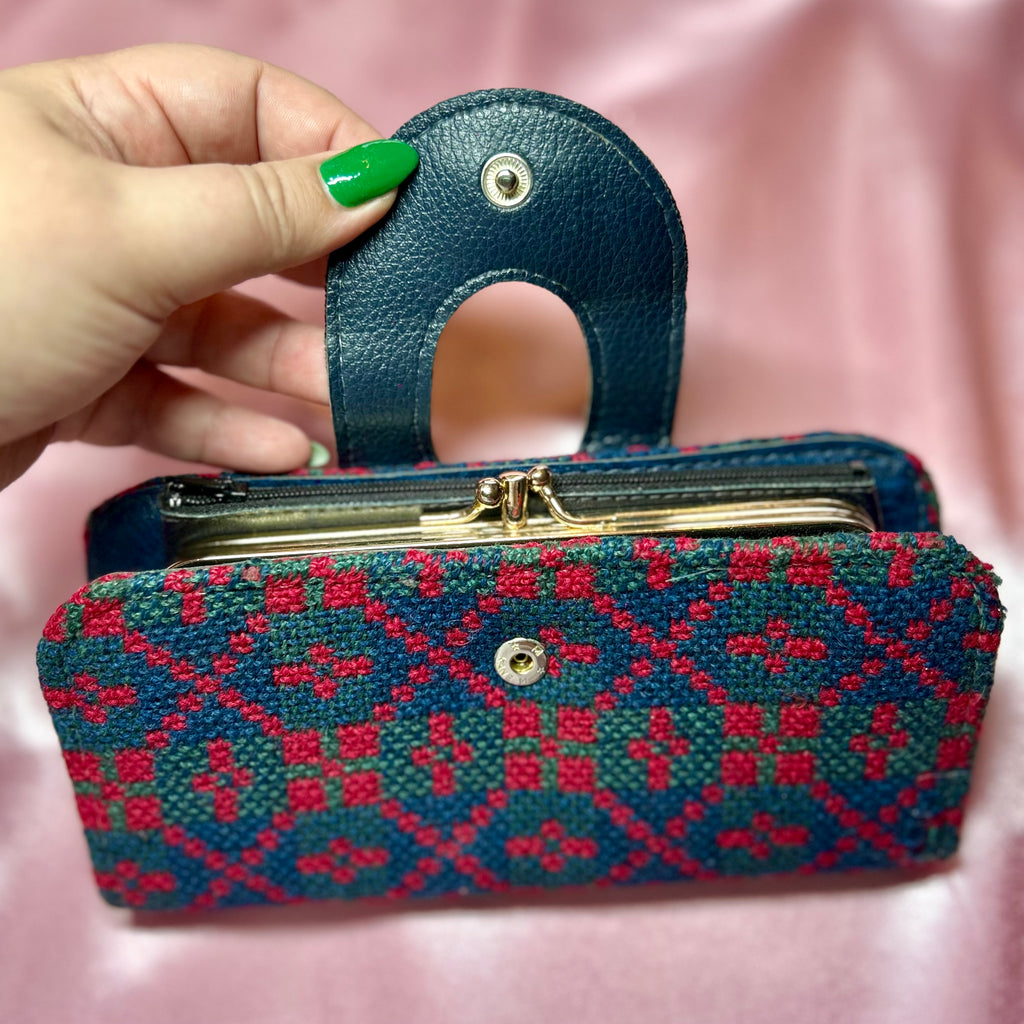 1980s Blue & Red Welsh wool purse