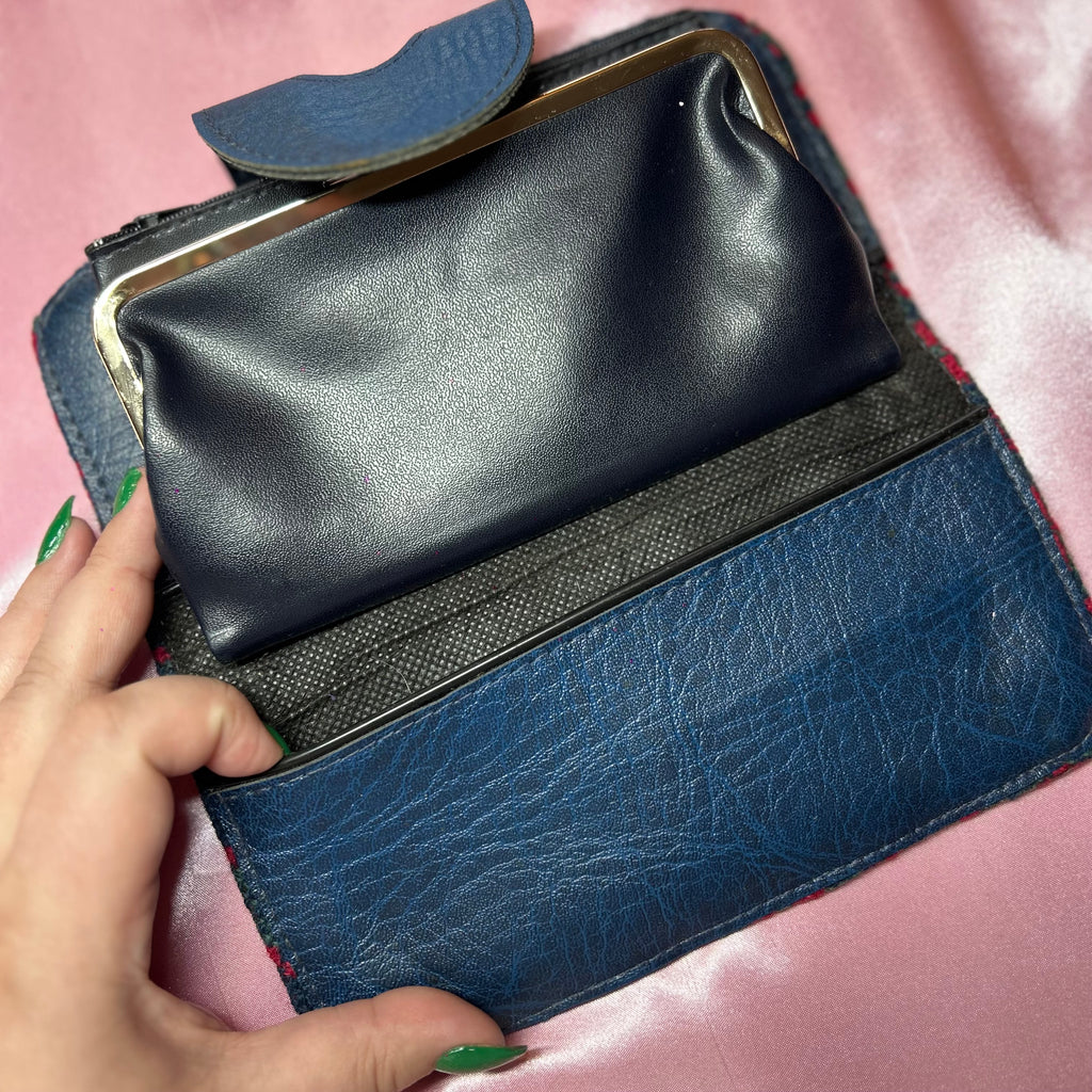 1980s Blue & Red Welsh wool purse