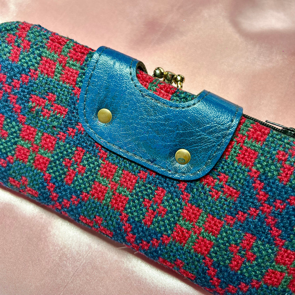 1980s Blue & Red Welsh wool purse