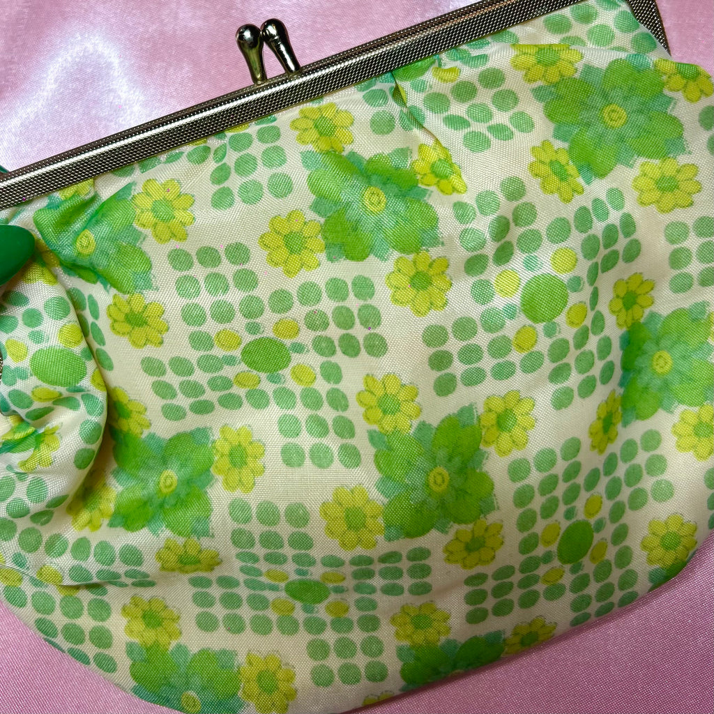 1960s Mini Green patterned clutch