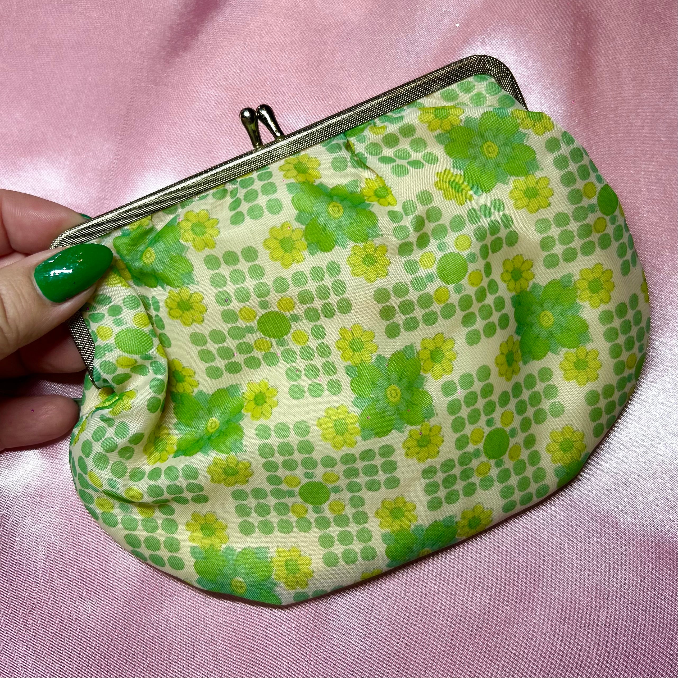 1960s Mini Green patterned clutch