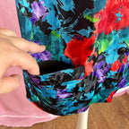 1980s Silky floral top, handmade, size 20