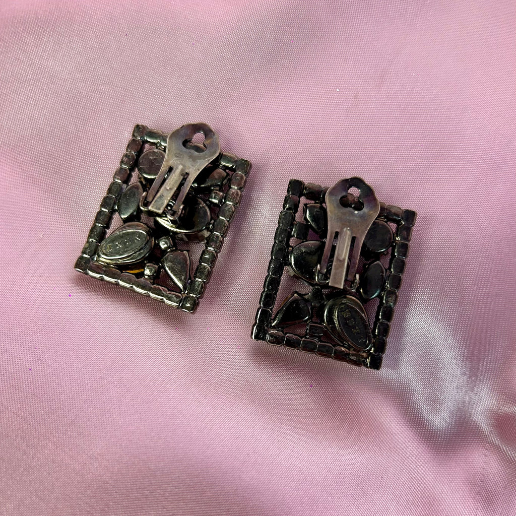 1980s Multi-coloured sparkly clip on earrings