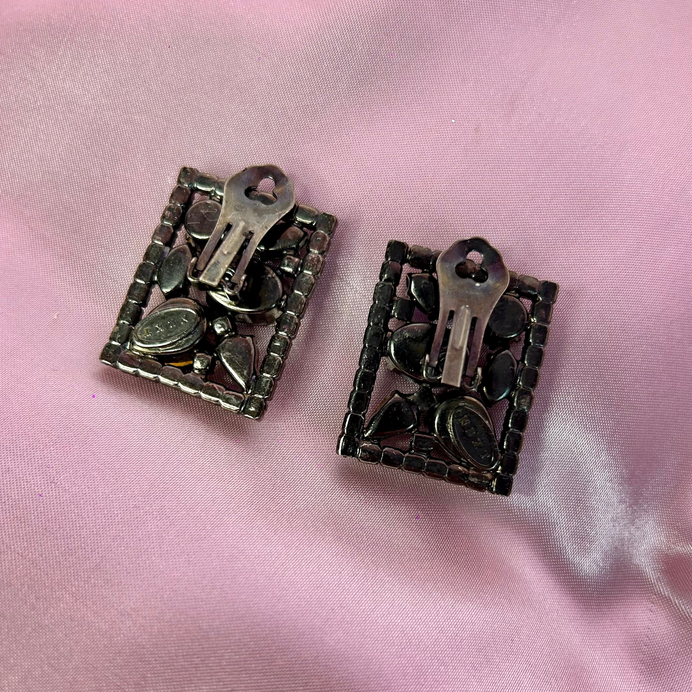 1980s Multi-coloured sparkly clip on earrings