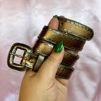 1980s Bronze leather skinny belt, size 4-8
