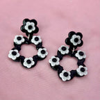 Handmade Black flower clay earrings