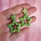 Handmade glittery star clay earrings