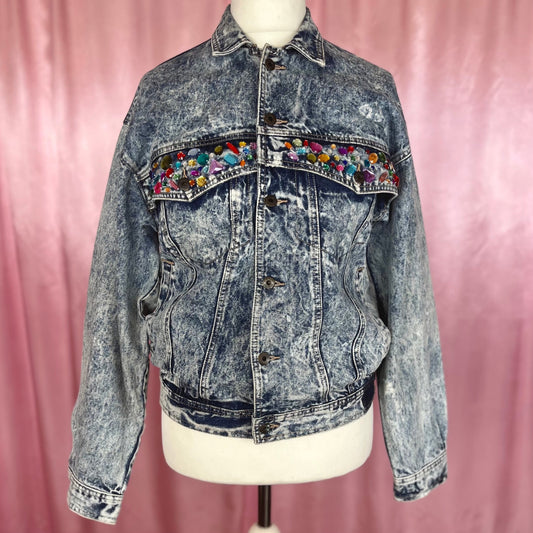 Reworked 1980s denim jacket, by Lotto, size 12/14