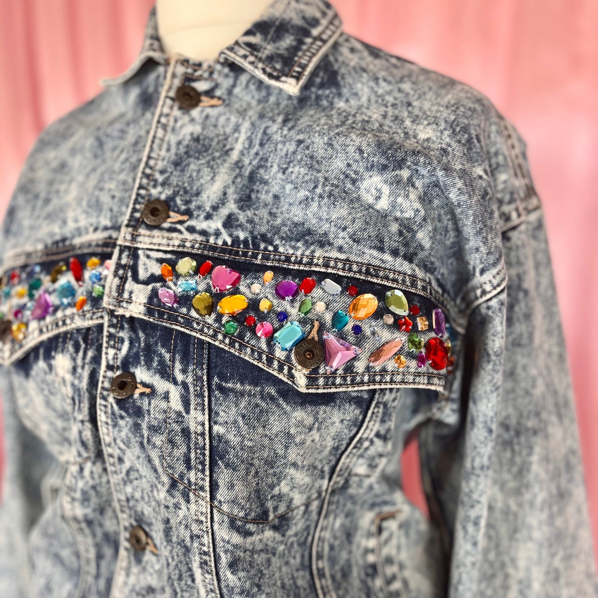 Reworked 1980s denim jacket, by Lotto, size 12/14