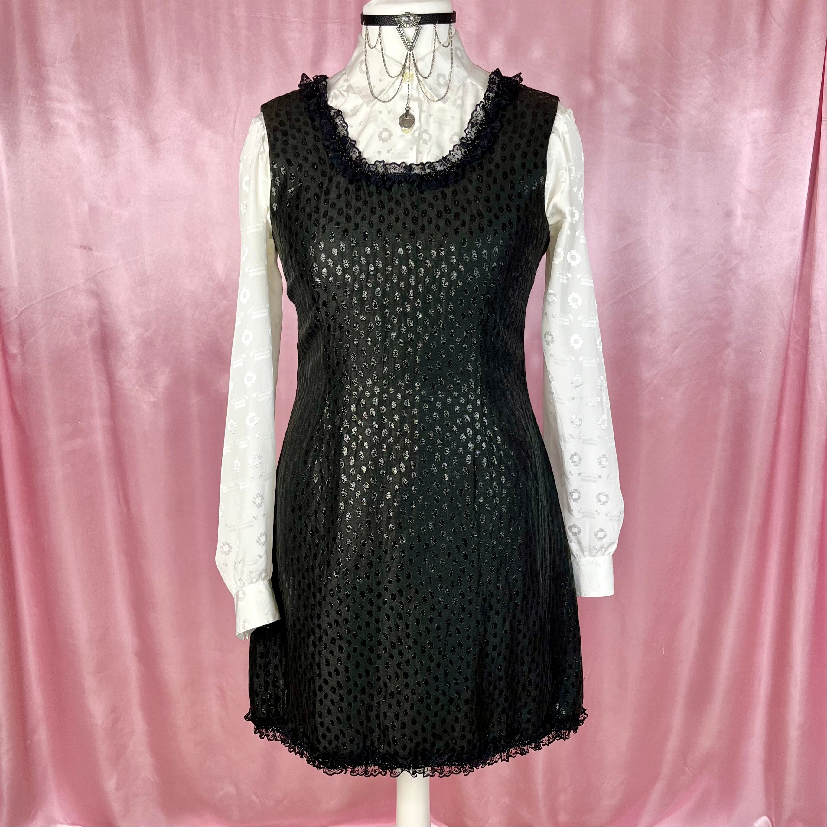 1990s Polka dot mini dress, unbranded, Size 10/12