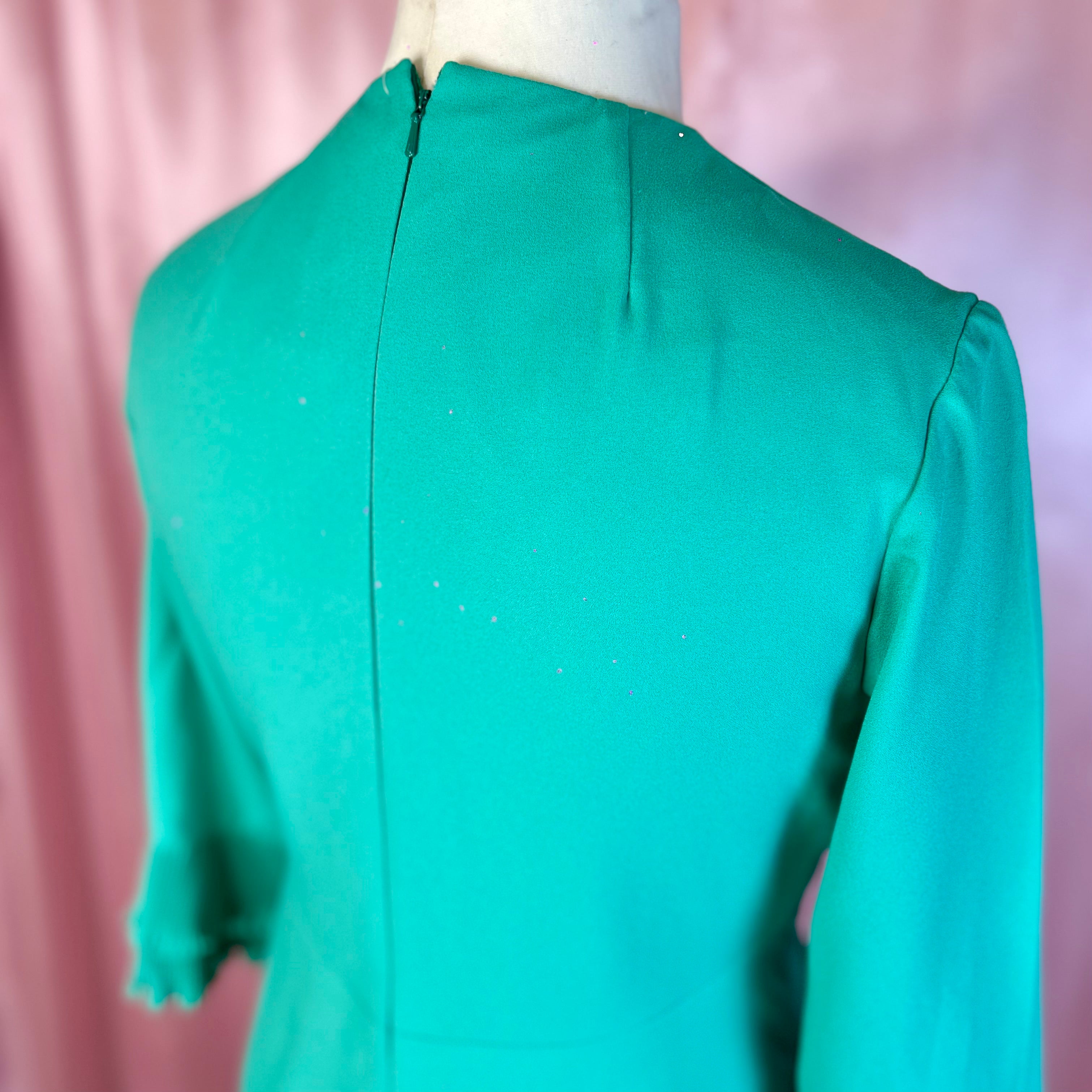 1960s Teal dress, by Petite Francaise, size 12