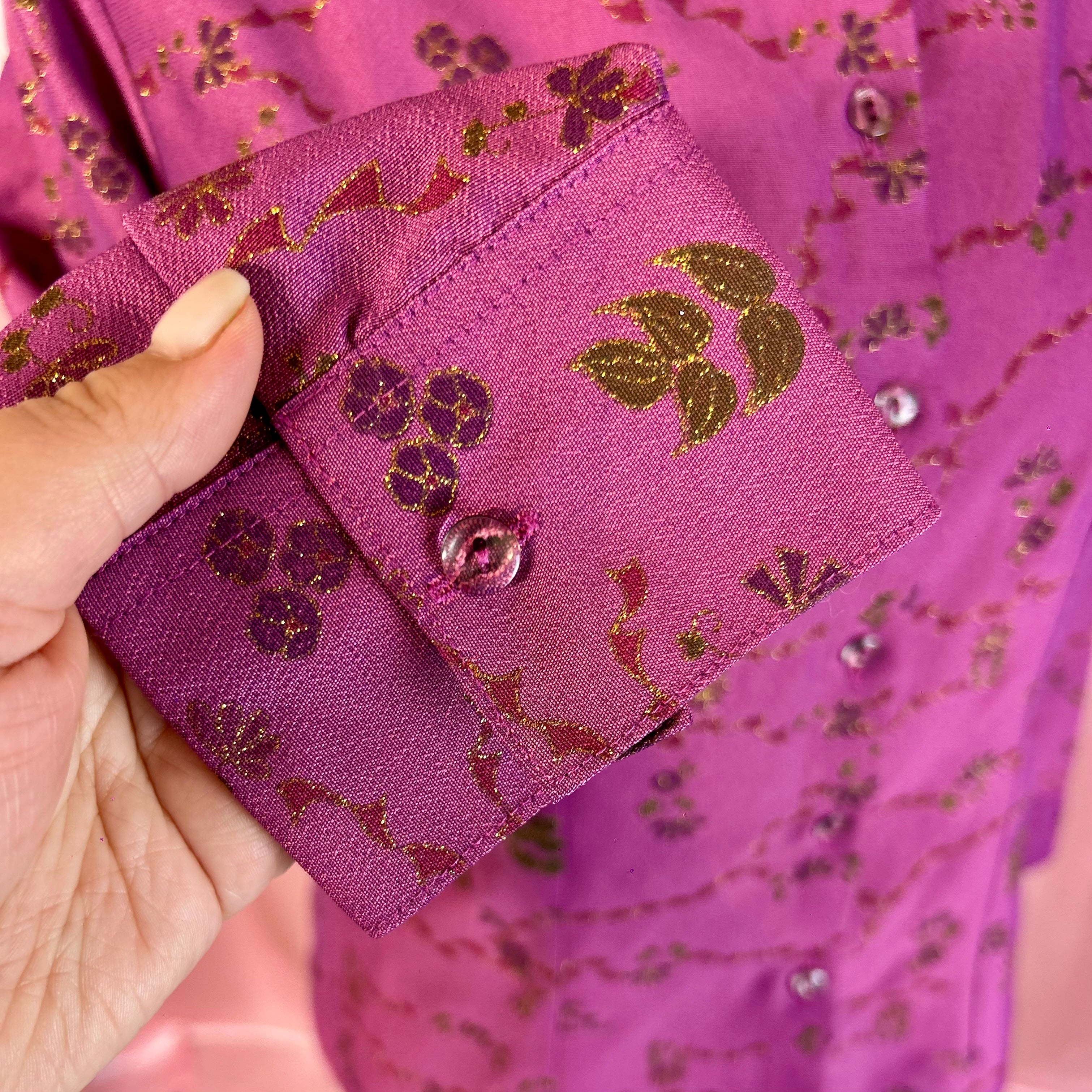 1970s Sparkly Purple blouse, unbranded, size 16