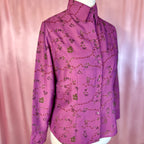 1970s Sparkly Purple blouse, unbranded, size 16