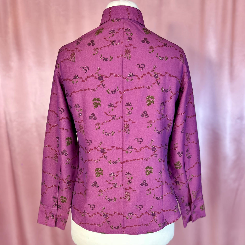 1970s Sparkly Purple blouse, unbranded, size 16