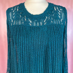 1980s Teal knit midi dress, by Nina, size 8