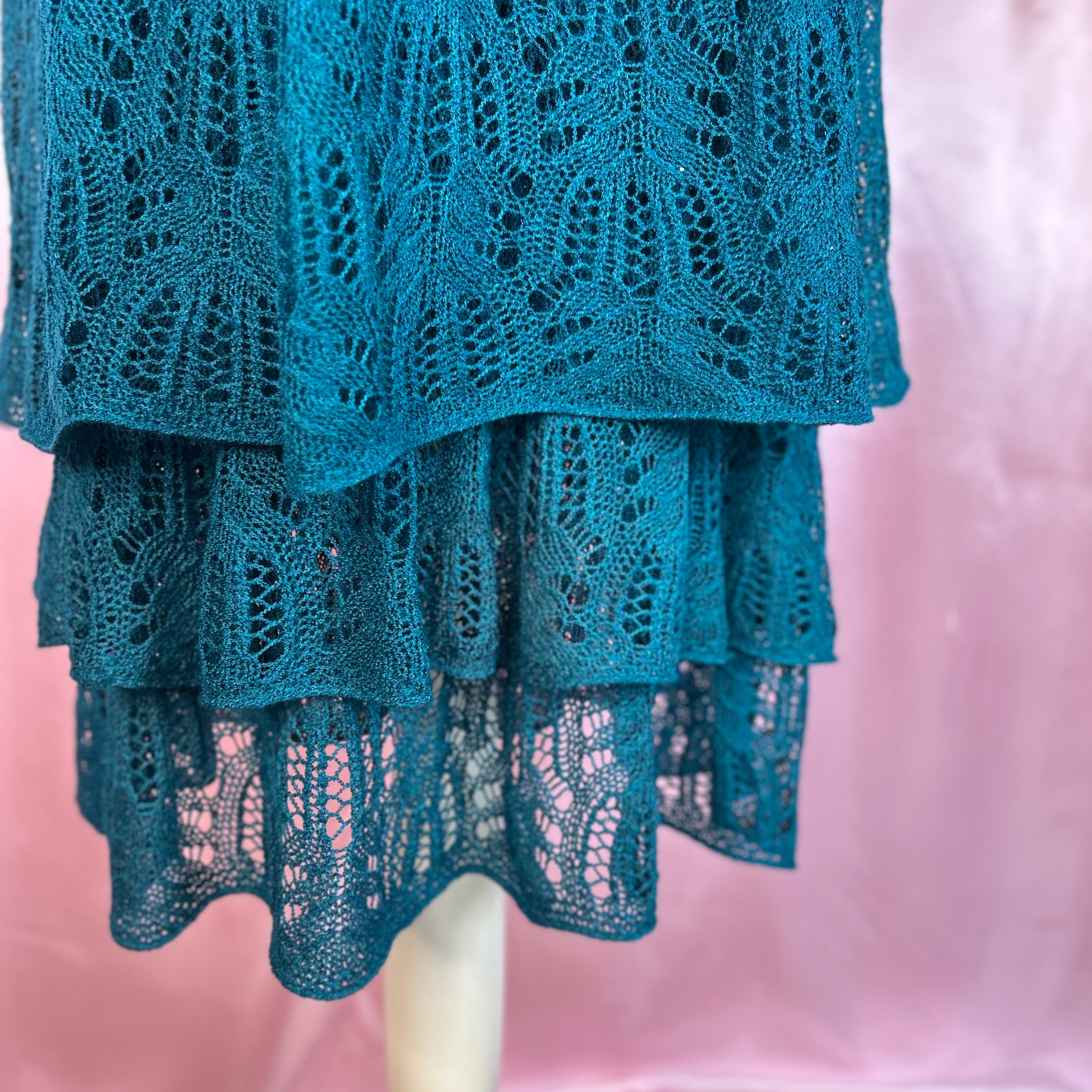 1980s Teal knit midi dress, by Nina, size 8