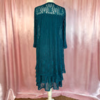 1980s Teal knit midi dress, by Nina, size 8