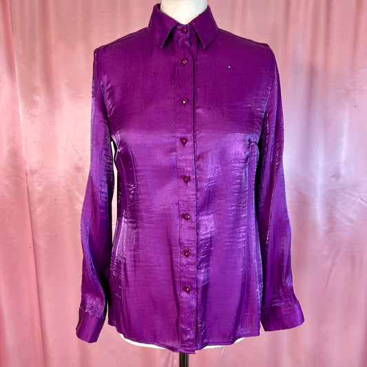 1990s Silky Purple blouse, by Elementz, size 10