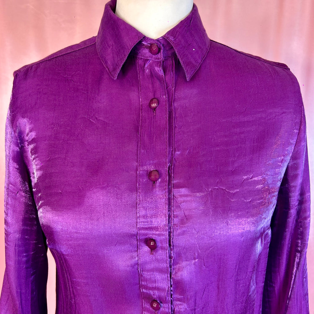 1990s Silky Purple blouse, by Elementz, size 10