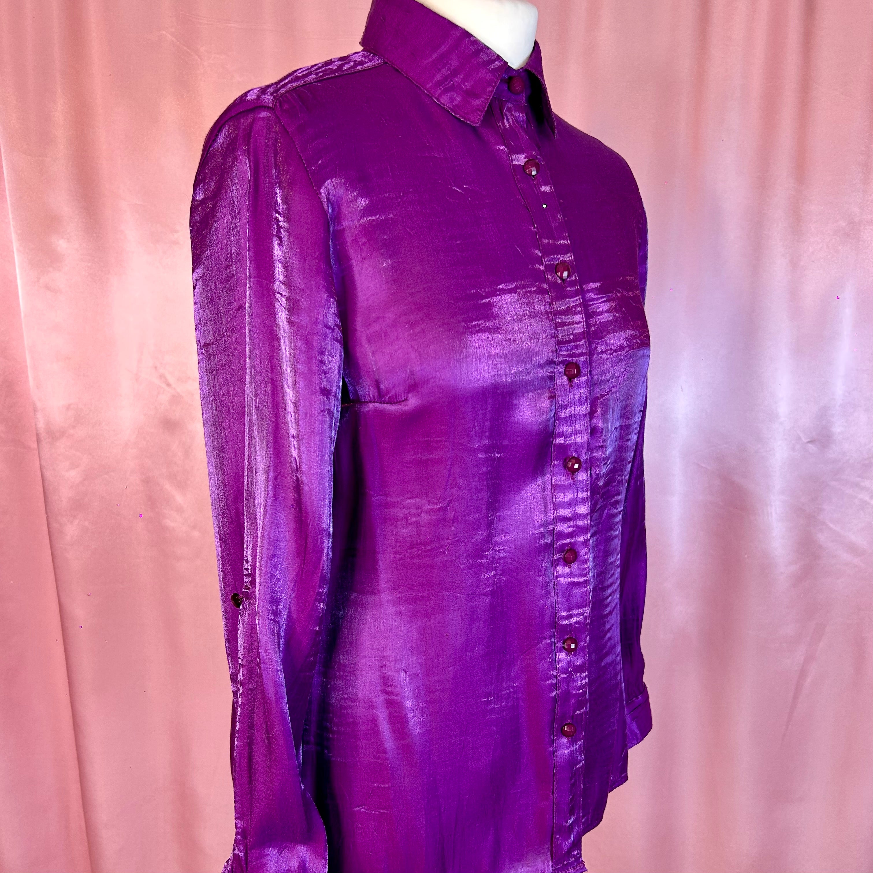 1990s Silky Purple blouse, by Elementz, size 10
